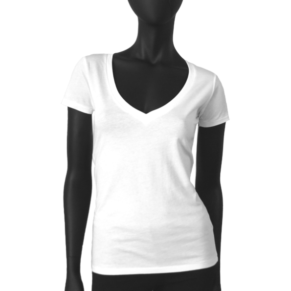 T-Shirt Col V Blanc N40 – Femme