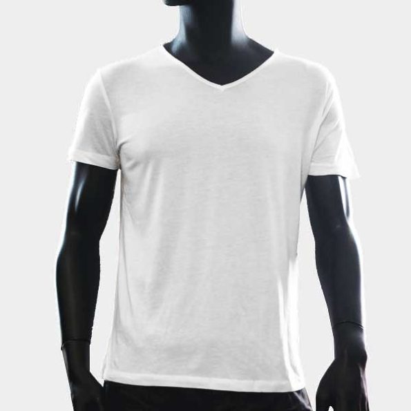 T-Shirt Col V Blanc 104 – Homme
