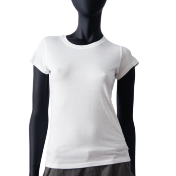 T-Shirt Blanc Sweety 155 Gr/M² 100% Coton Jersey Tee-shirt jersey. Coupe près du corps. Petit col et petites manches. Coupe droite en bas du corps.